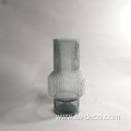 Hurricane Big Ribbed Glass Vase With smoky grey